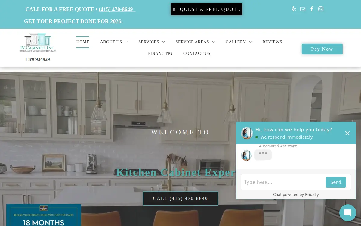 Homepage of Jv Cabinets, INC.