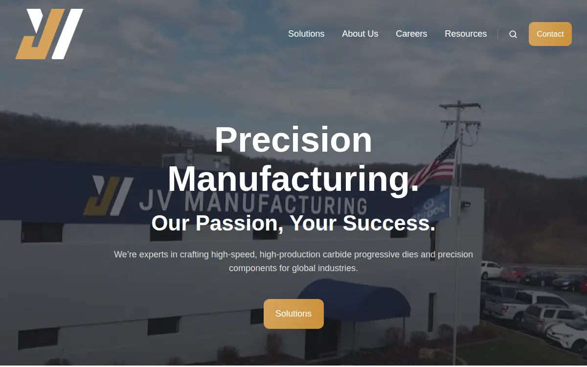 Homepage of J.v. Manufacturing CO INC