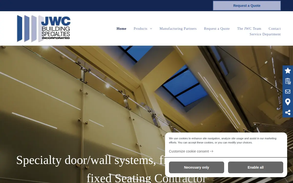 Homepage of Jwc Building Specialties, INC