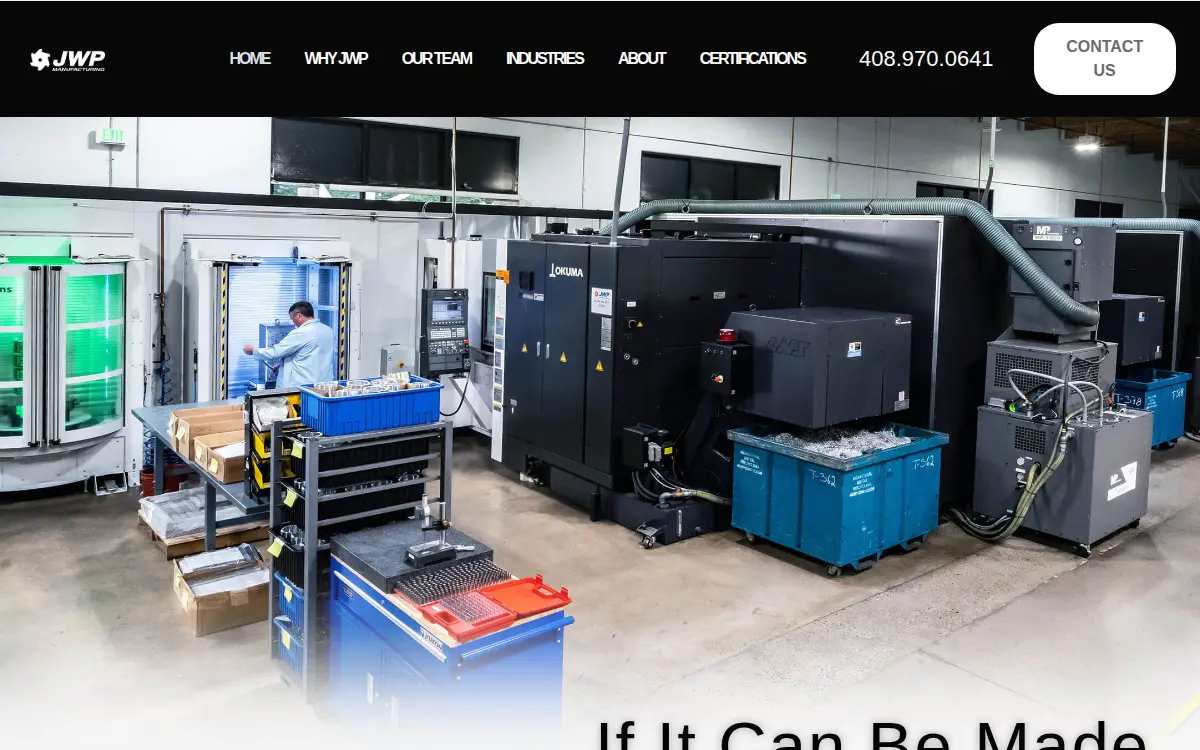 Homepage of Jwp Manufacturing
