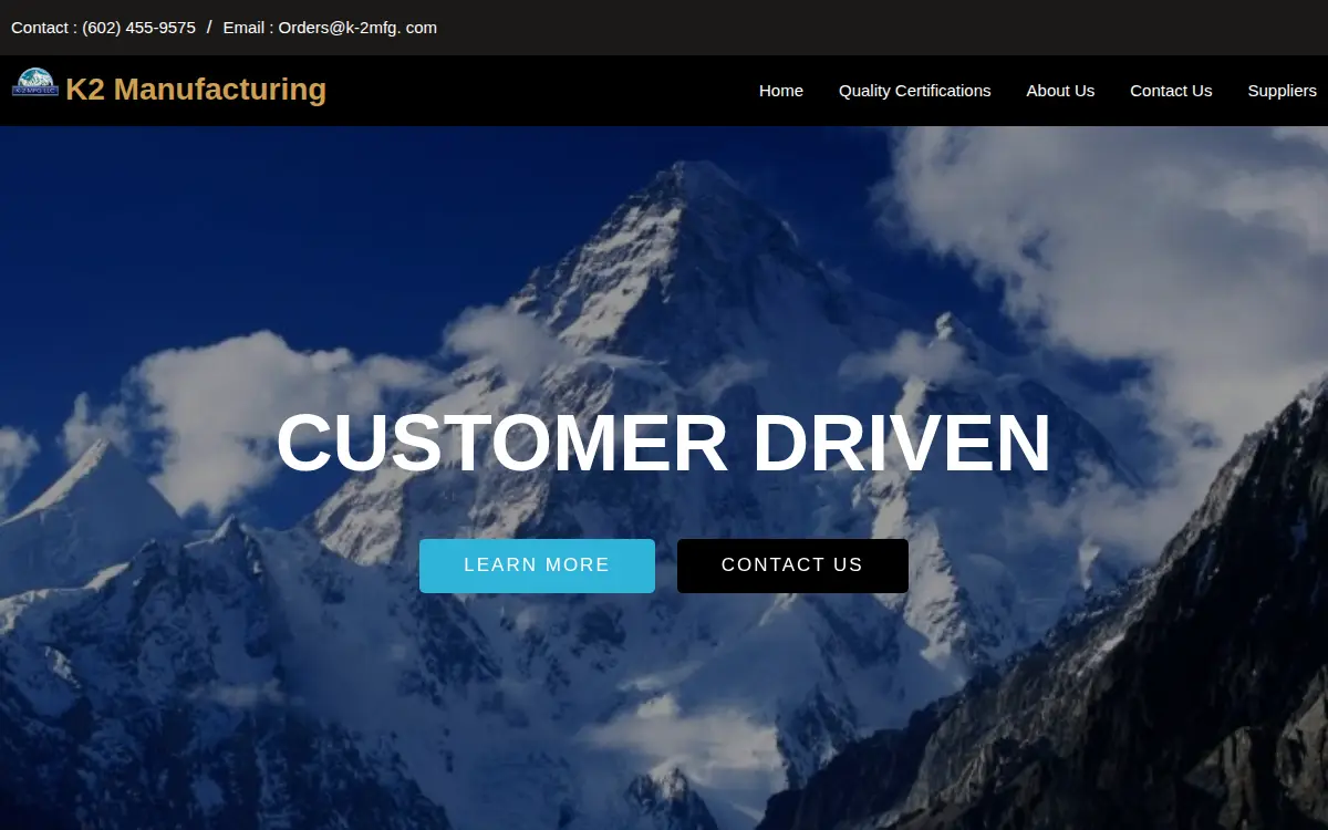Homepage of K-2 Manufacturing LLC