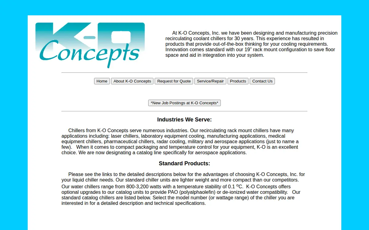 Homepage of K-o Concepts, INC.