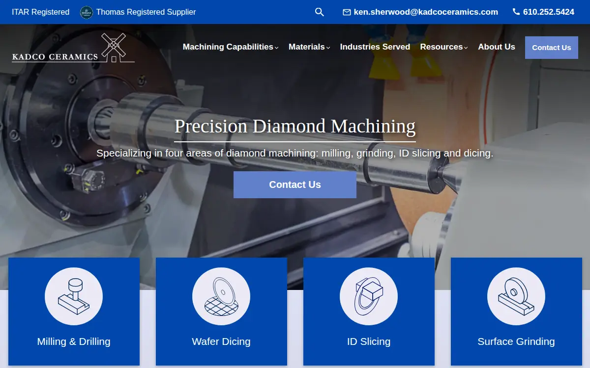 Homepage of Kadco Ceramics, LLC