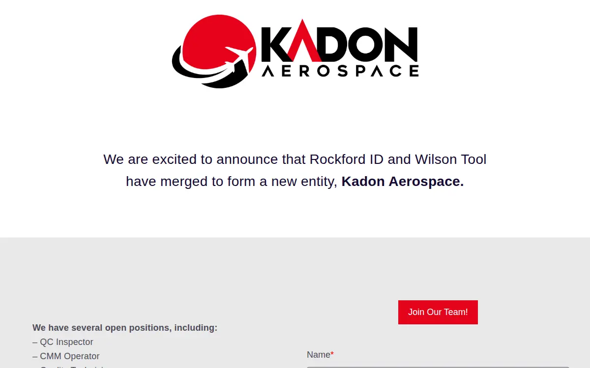 Homepage of Kadon Aerospace LLC