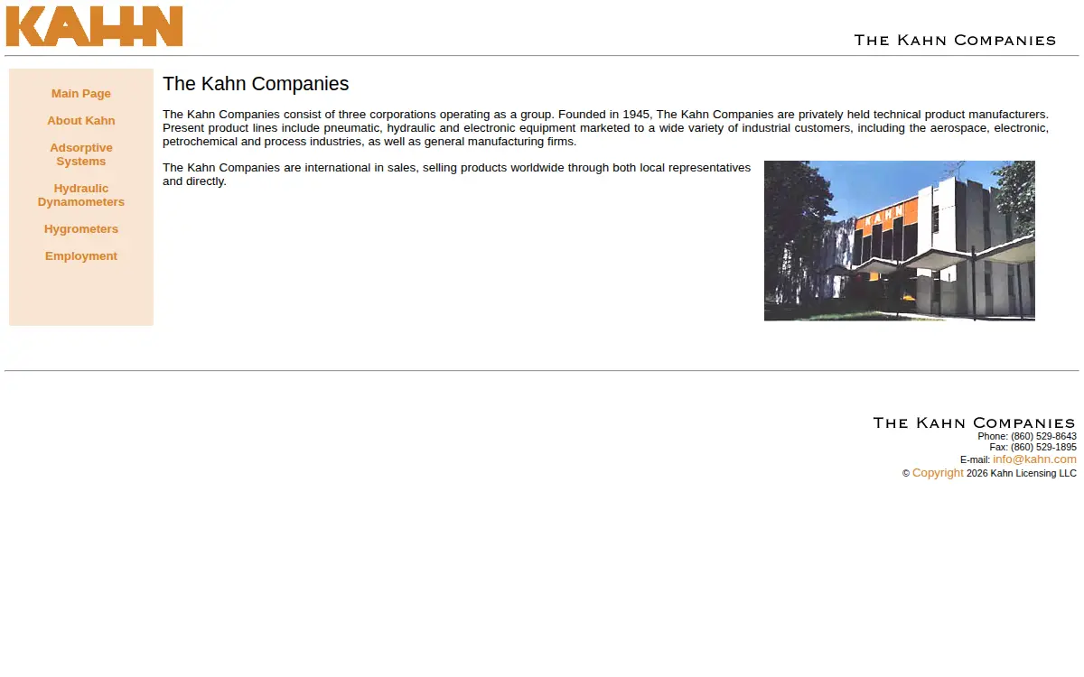 Homepage of Kahn Industries, INC