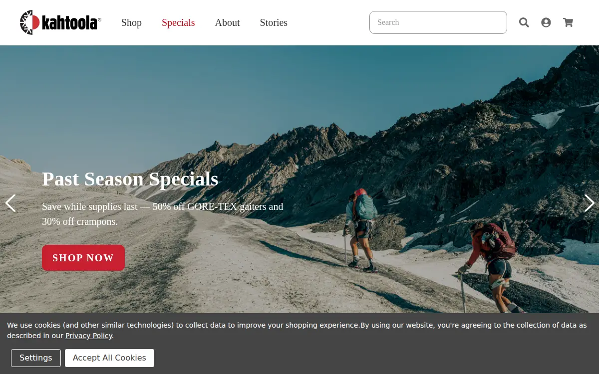 Homepage of Kahtoola, INC