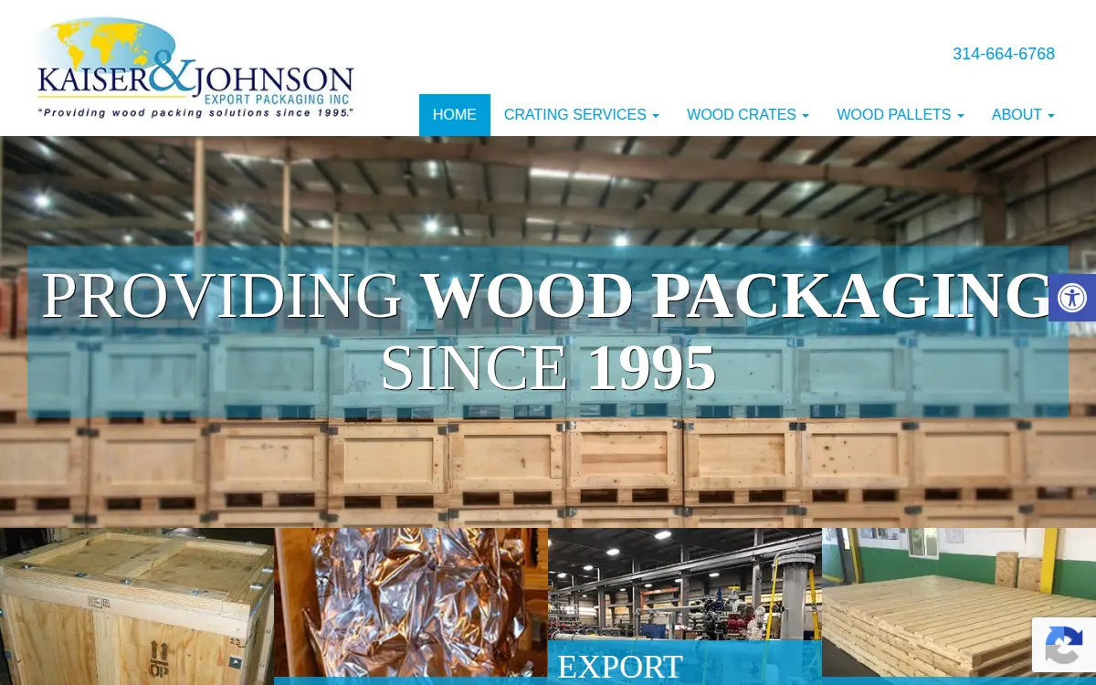 Homepage of Kaiser & Johnson Export Packaging Service INC.