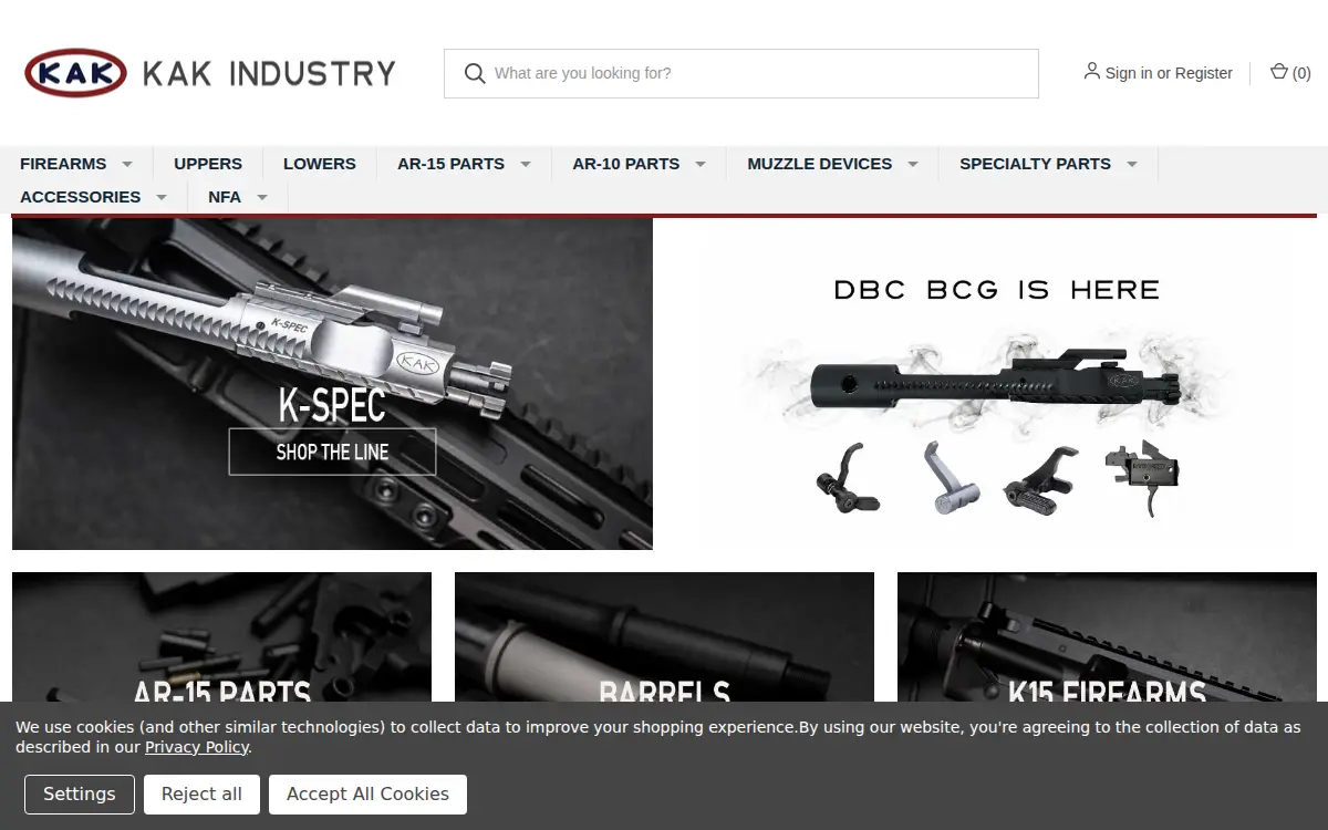Homepage of Kak Industry LLC.