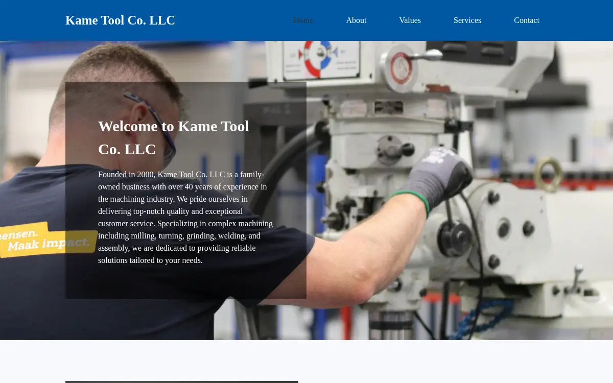 Homepage of Kame Tool CO LLC