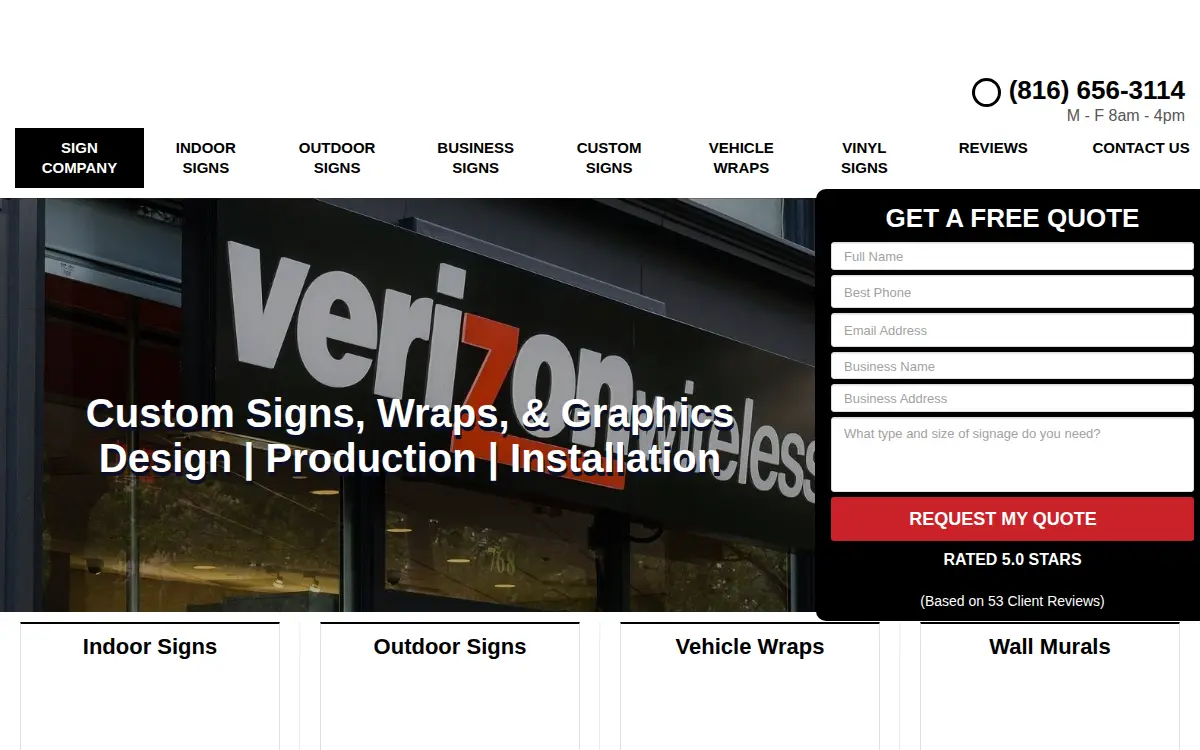 Homepage of Kansas City Sign Company, INC.