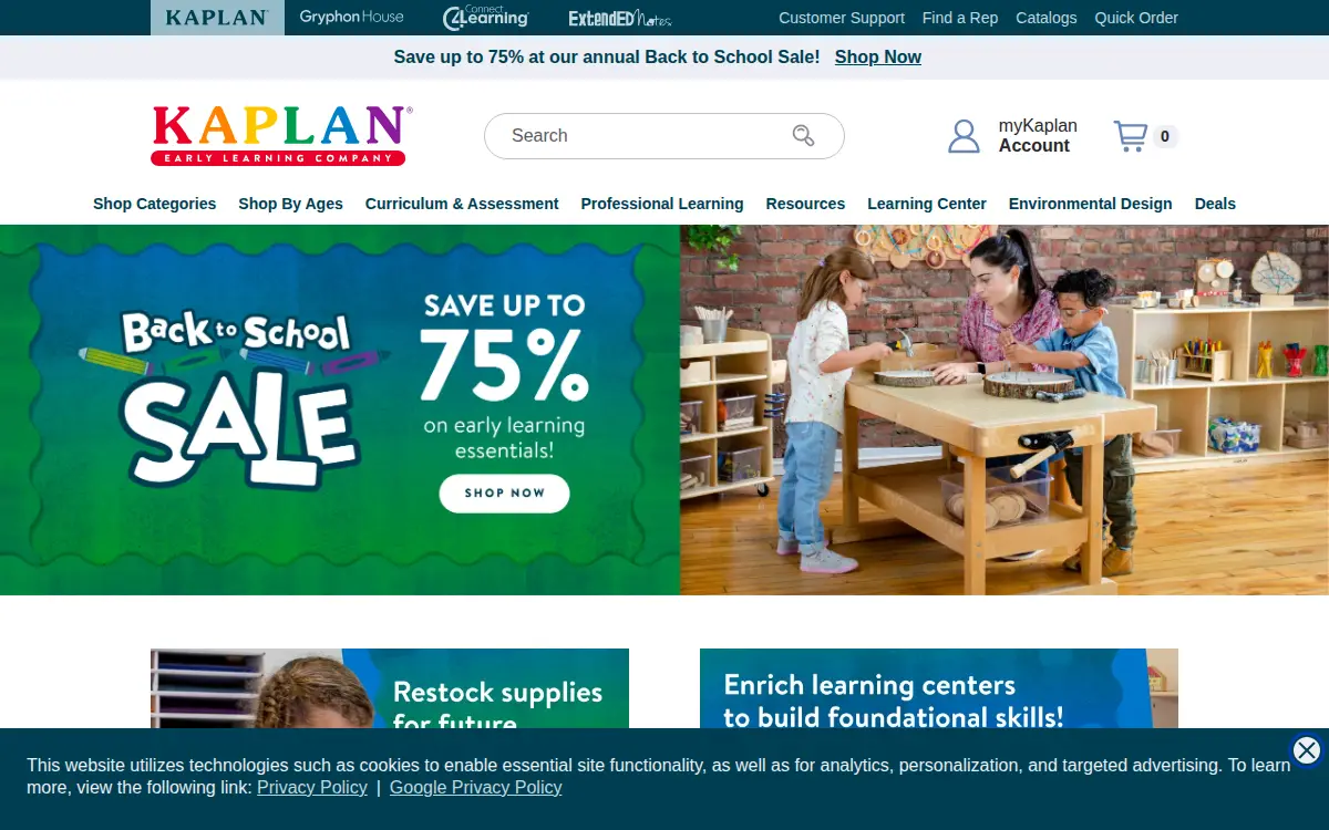 Homepage of Kaplan Early Learning Company