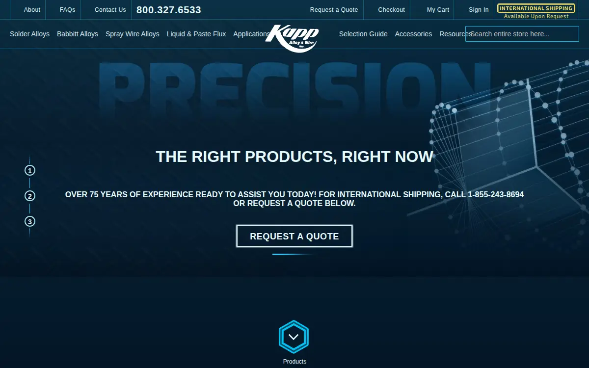 Homepage of Kapp Alloy & Wire, INC