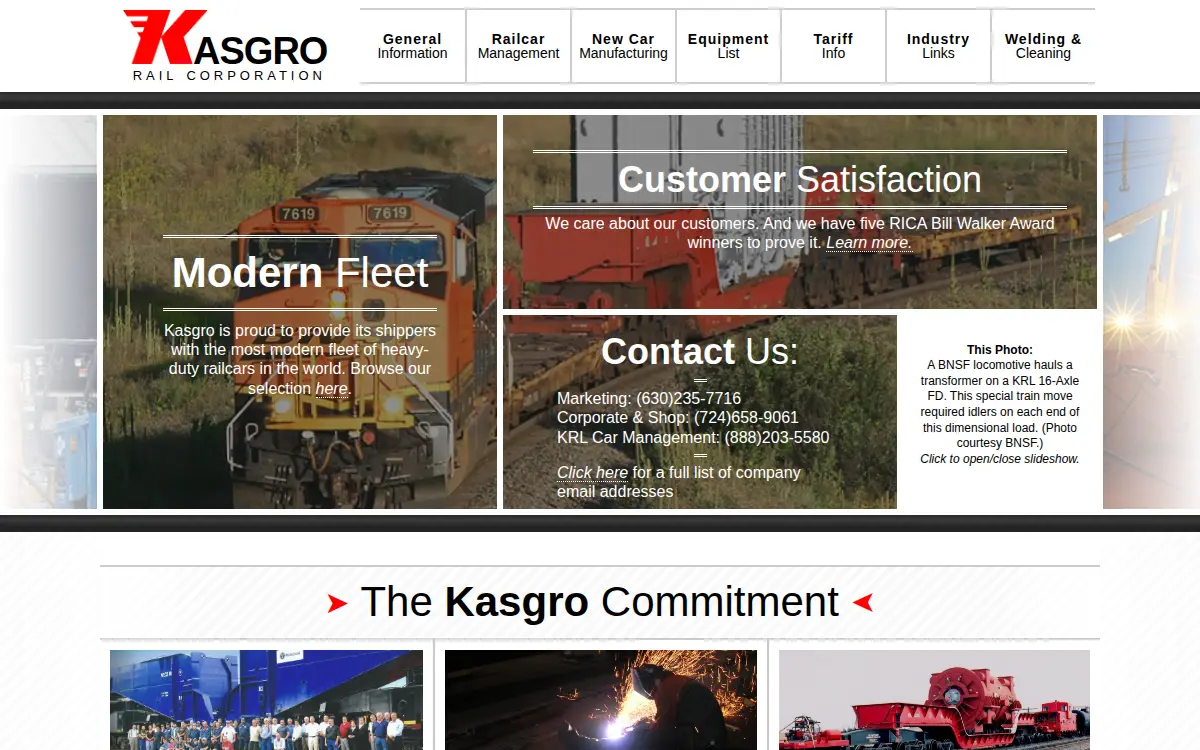 Homepage of Kasgro Rail CORP