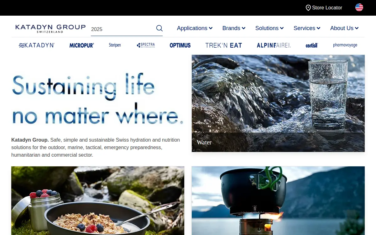 Homepage of Katadyn North America INC.