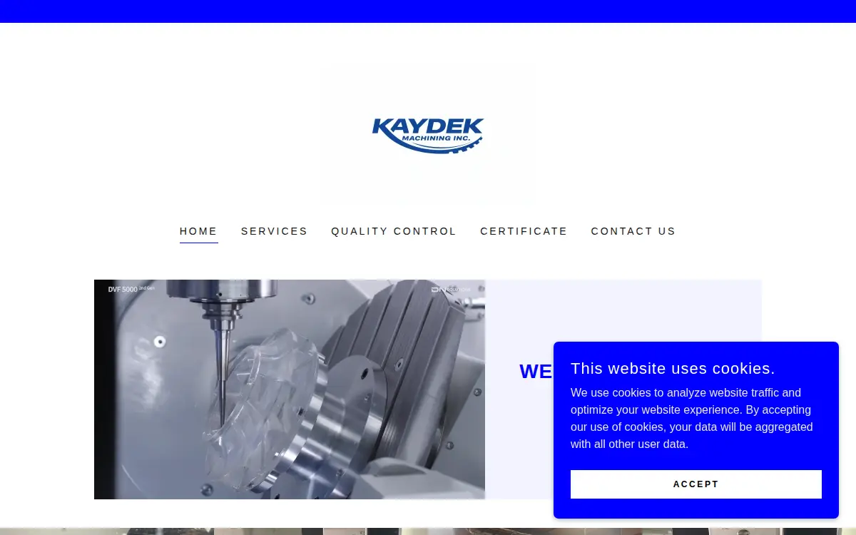 Homepage of Kaydek Machining, INC.