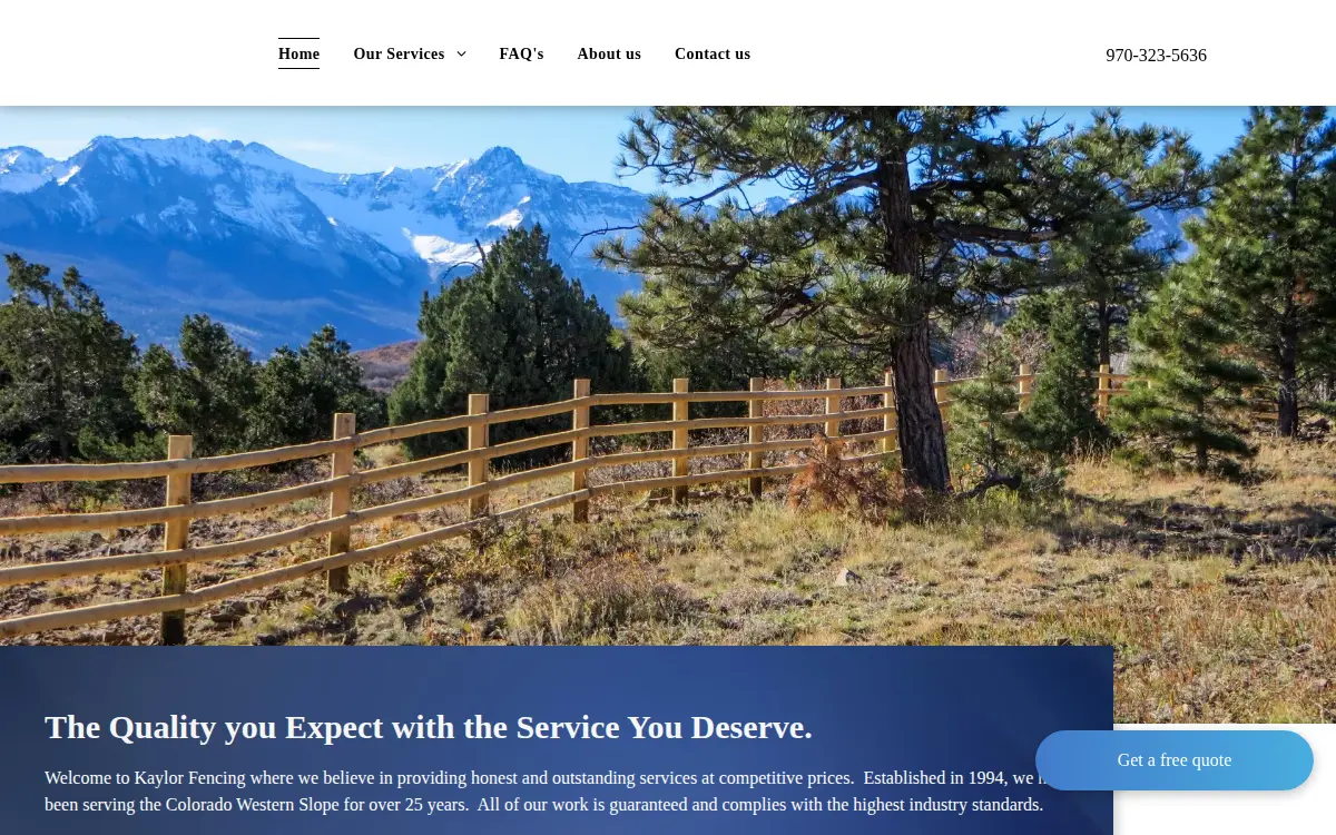 Homepage of Kaylor Fencing, LLC