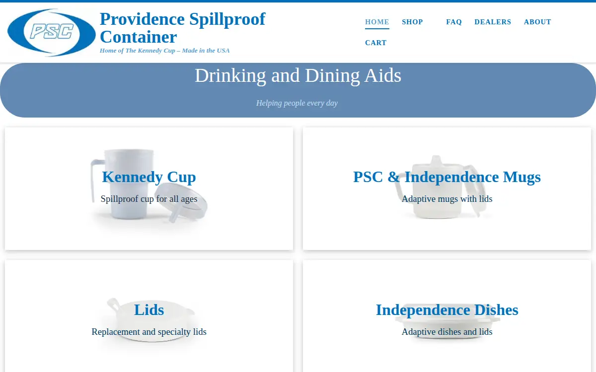 Homepage of Providence Spillproof Container Company, L.l.c.