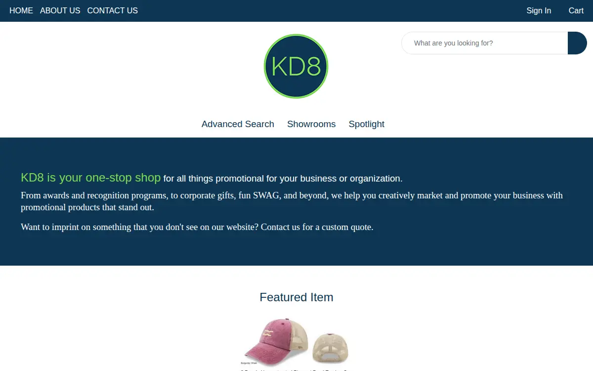 Homepage of Kd8 Enterprises, L.l.c.
