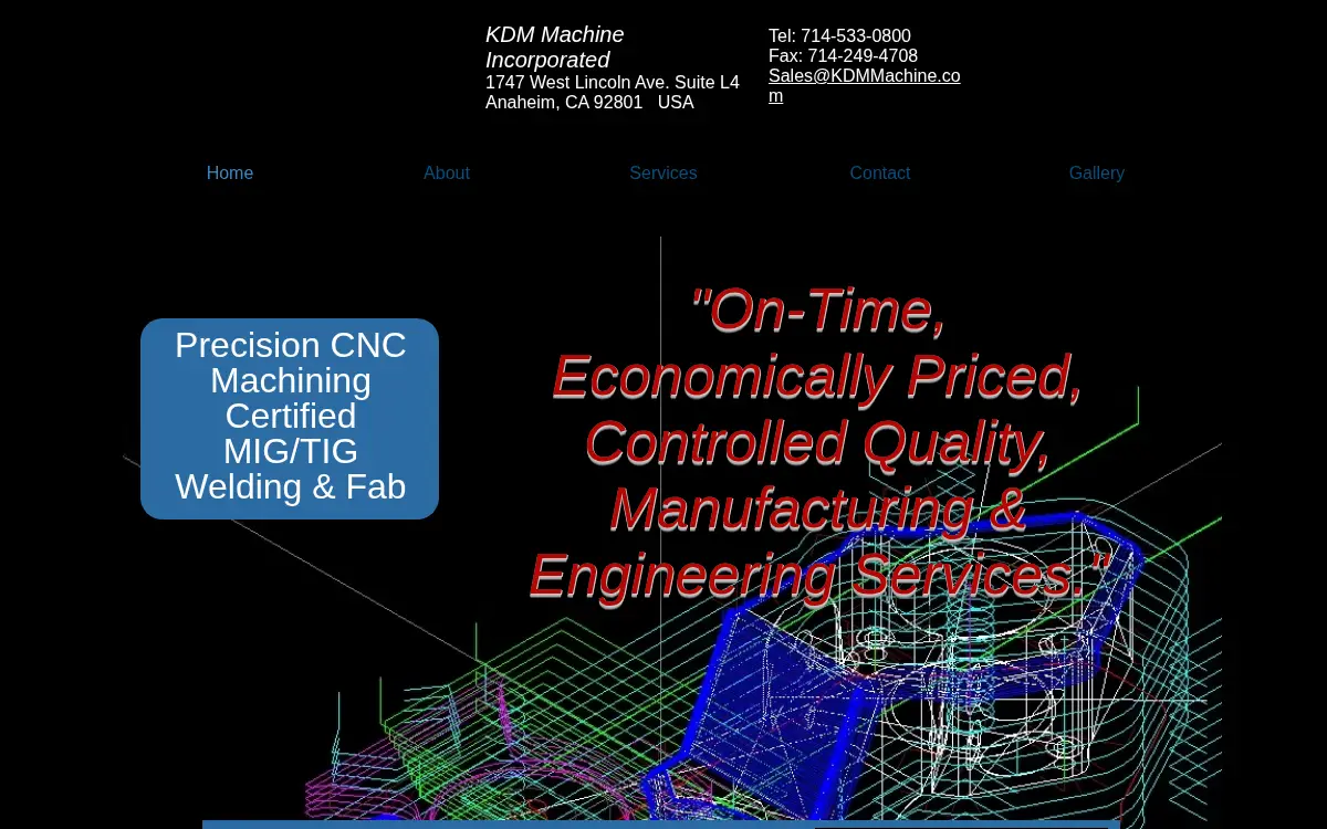 Homepage of Kdm Machine, INC.