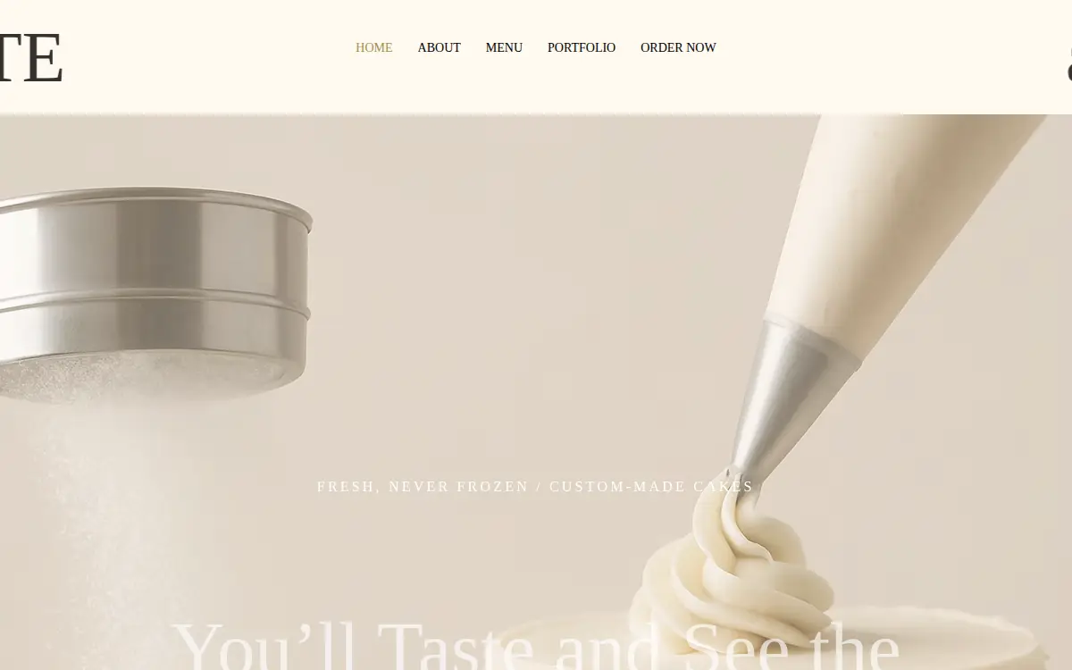Homepage of O Taste and See Cakes, LLC