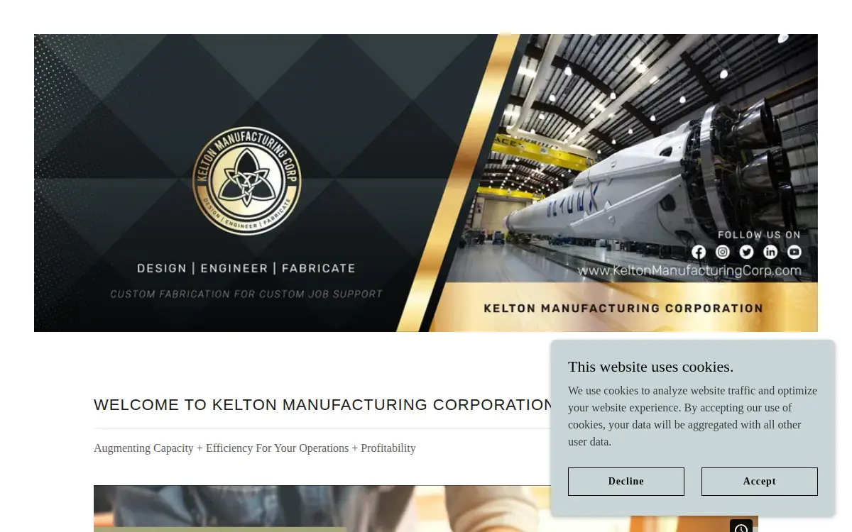 Homepage of Kelton Manufacturing Corporation