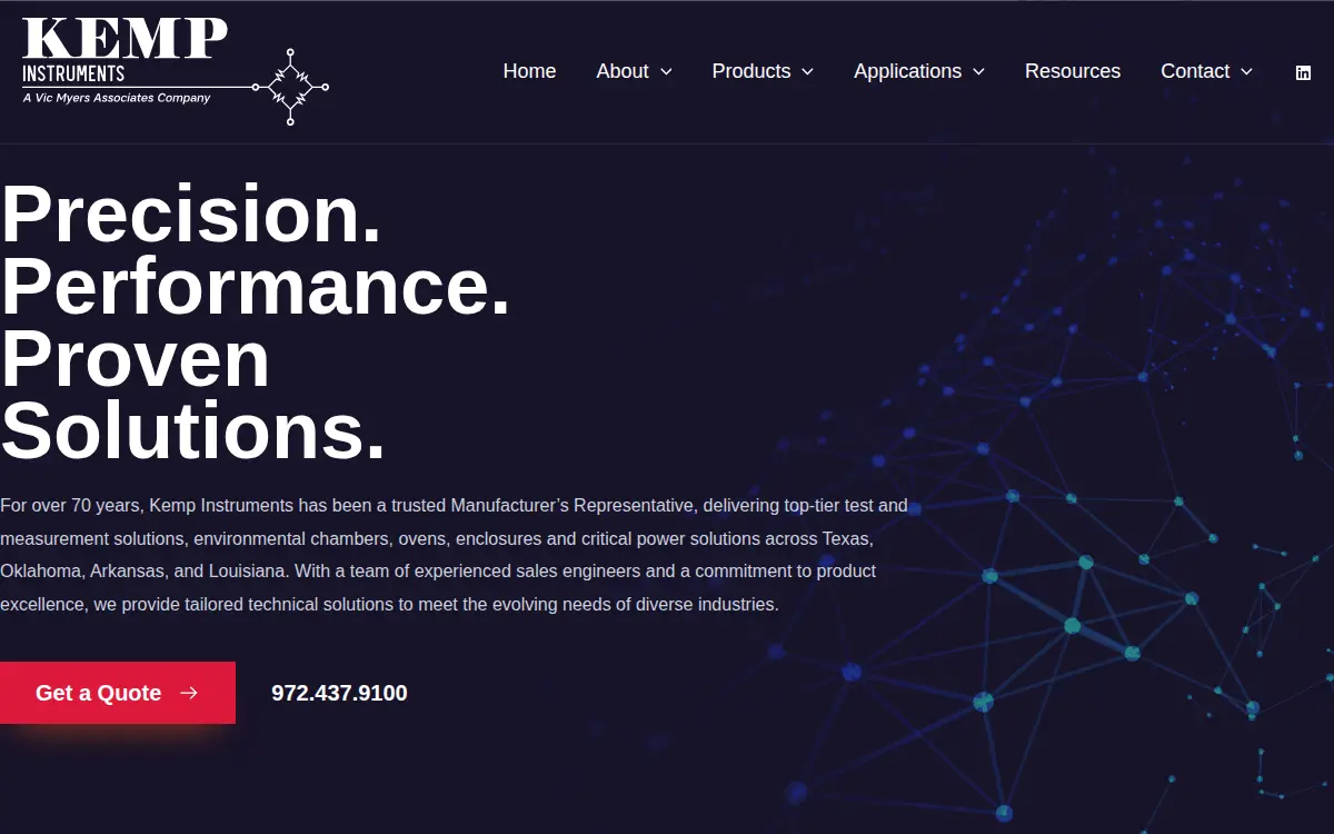 Homepage of Kemp Instruments, INC.