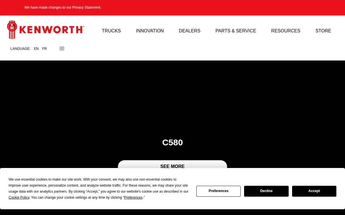 Homepage of Paccar INC