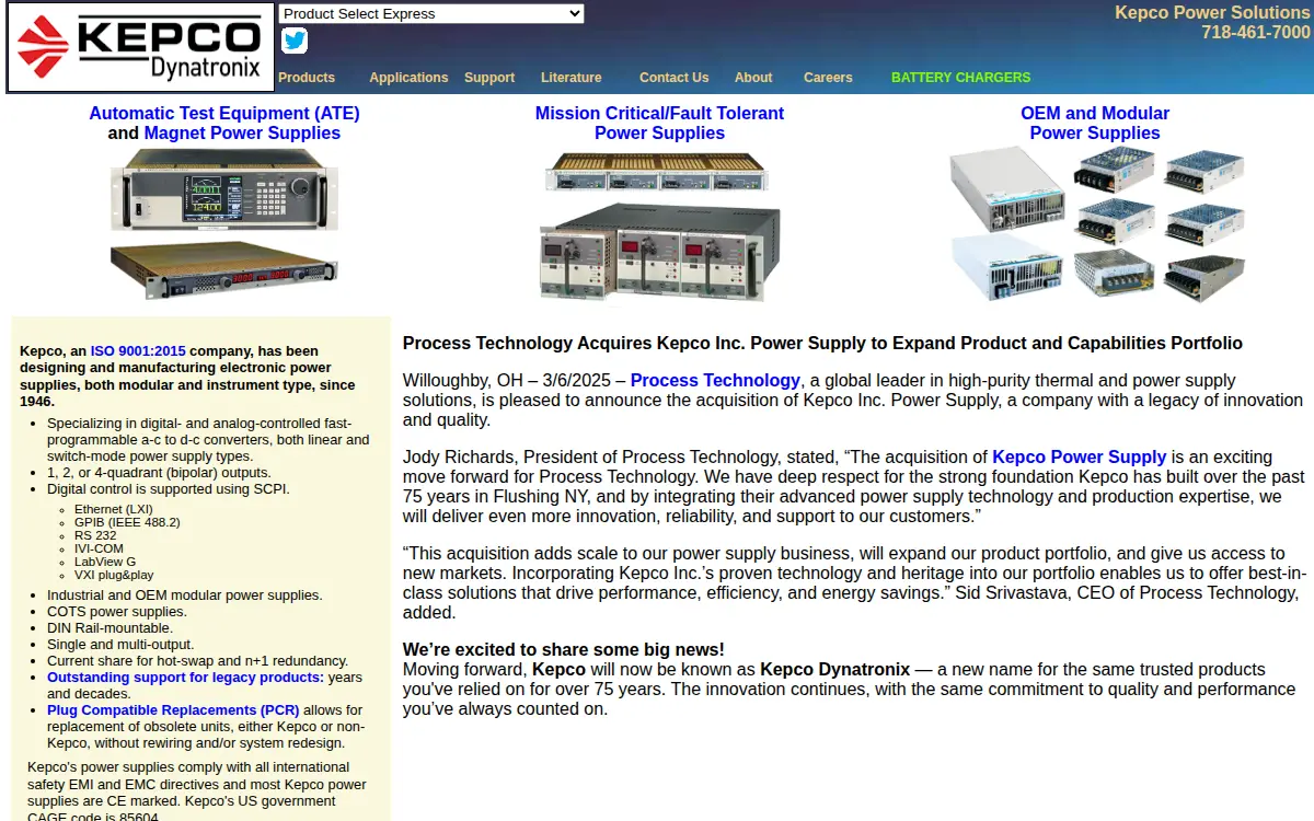 Homepage of Kepco, INC.
