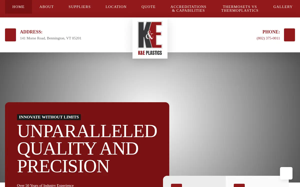 Homepage of K & E Plastics, INC.