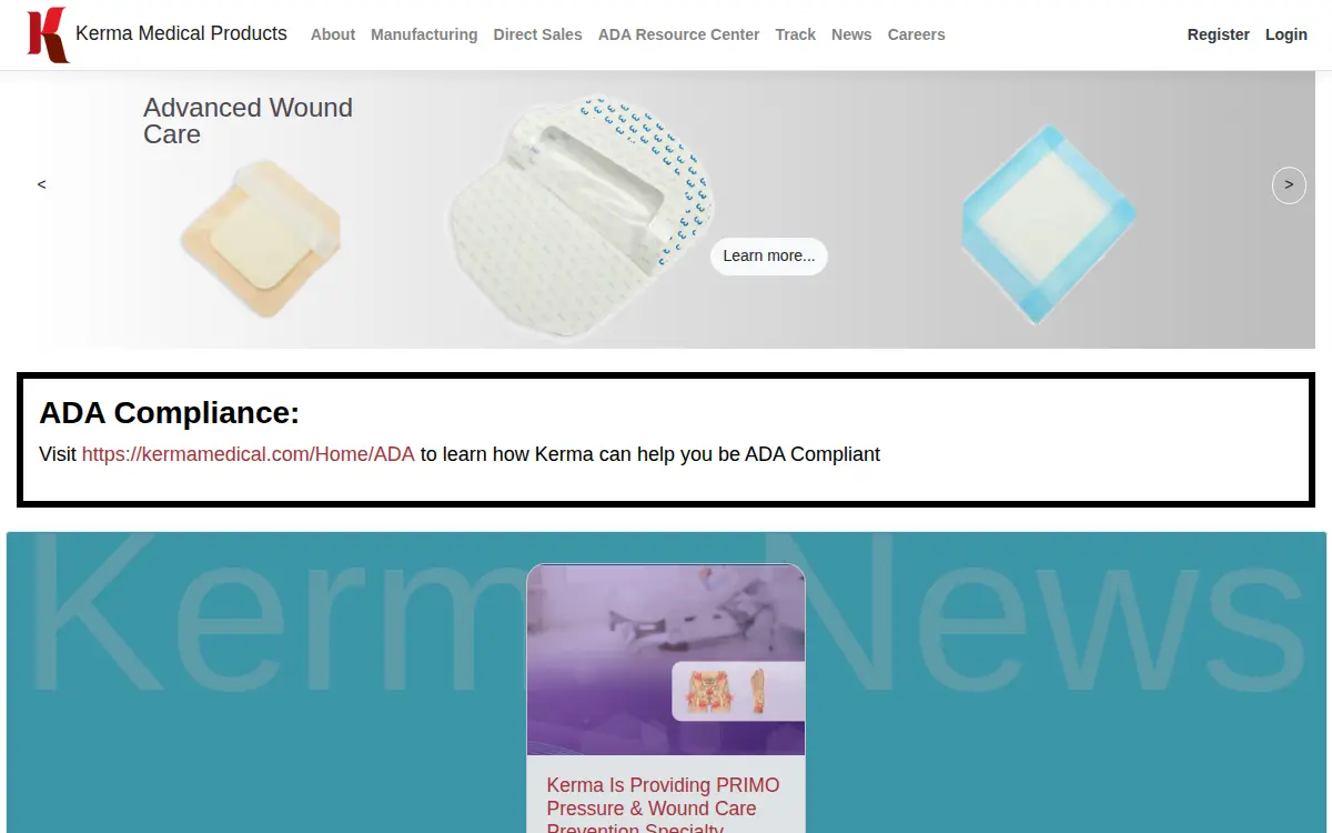 Homepage of Kerma Medical Products, INC.