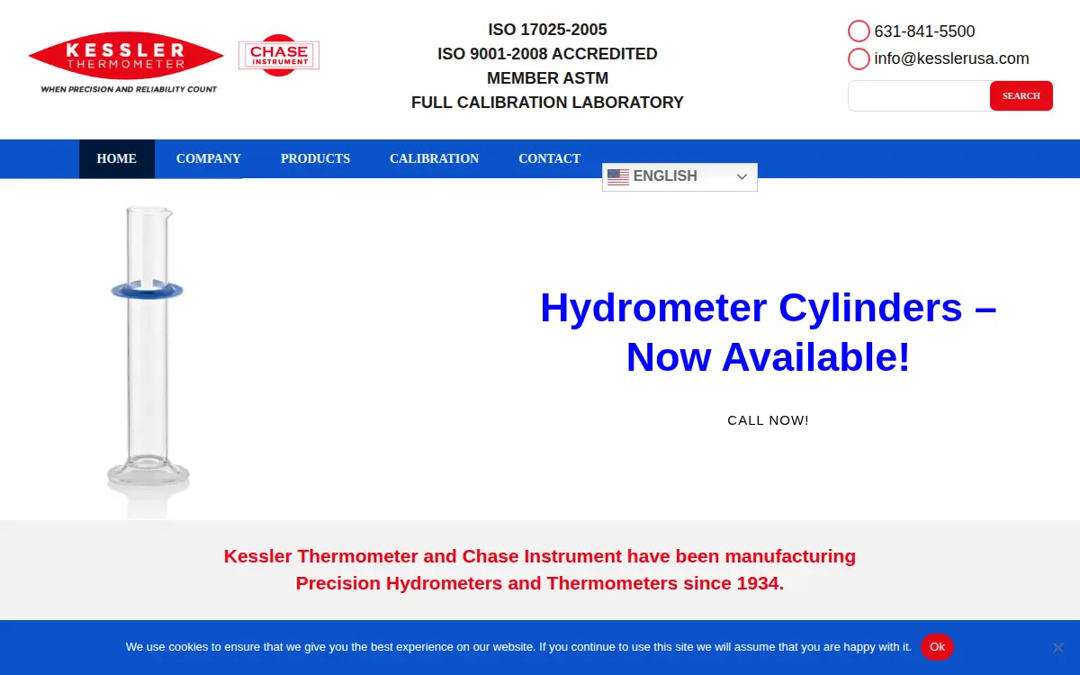Homepage of Kessler Thermometer CORP