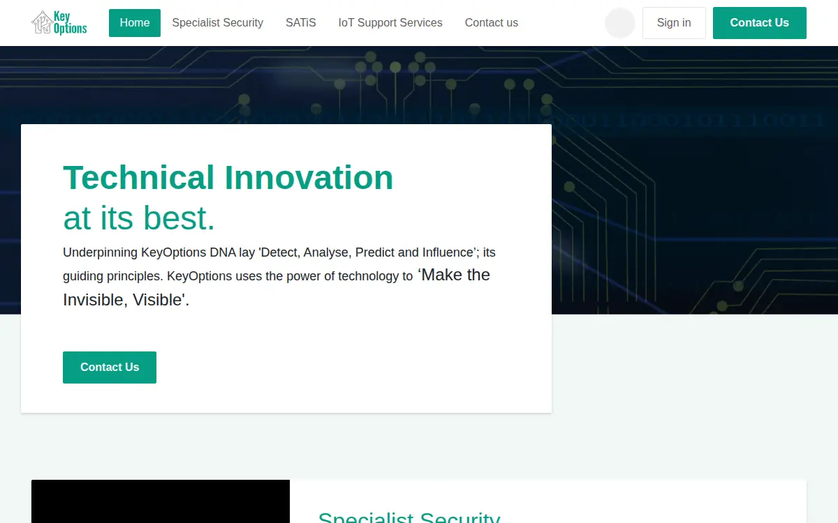 Homepage of Key Options Solutions LLC