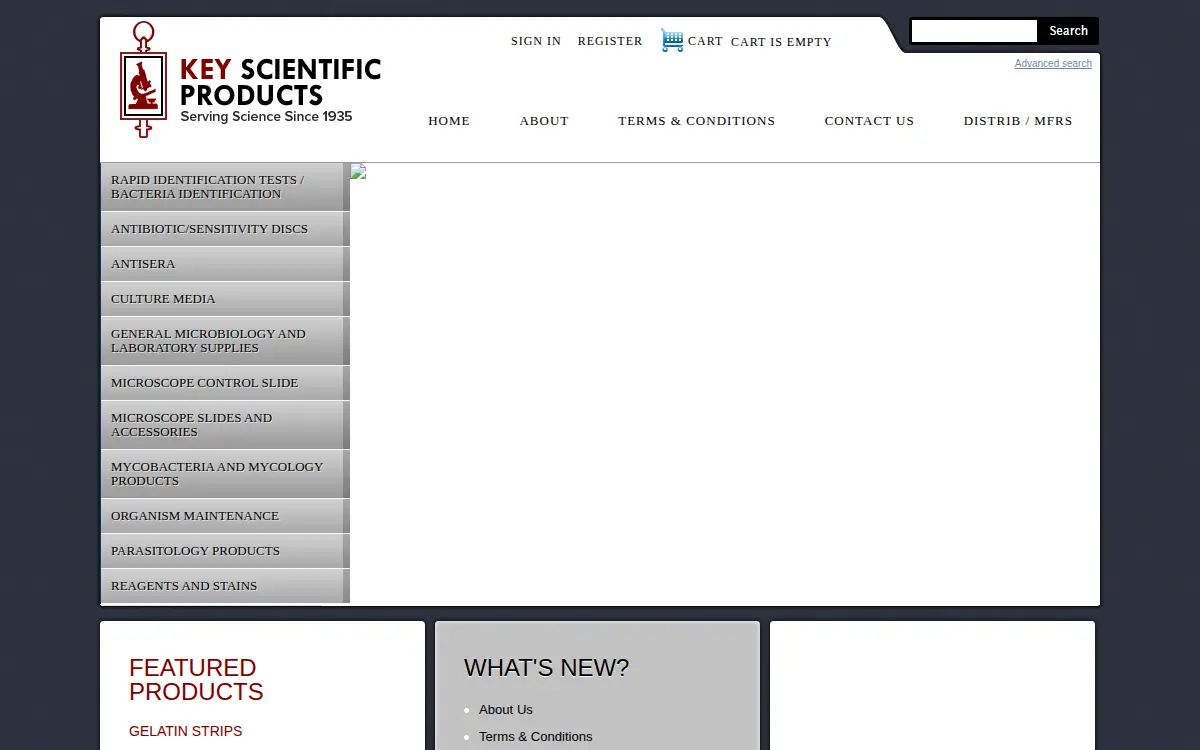 Homepage of Key Scientific Products Incorporated