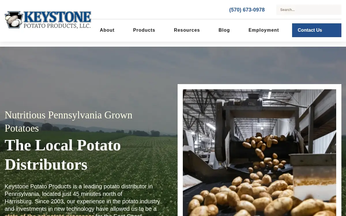 Homepage of Keystone Potato Products LLC