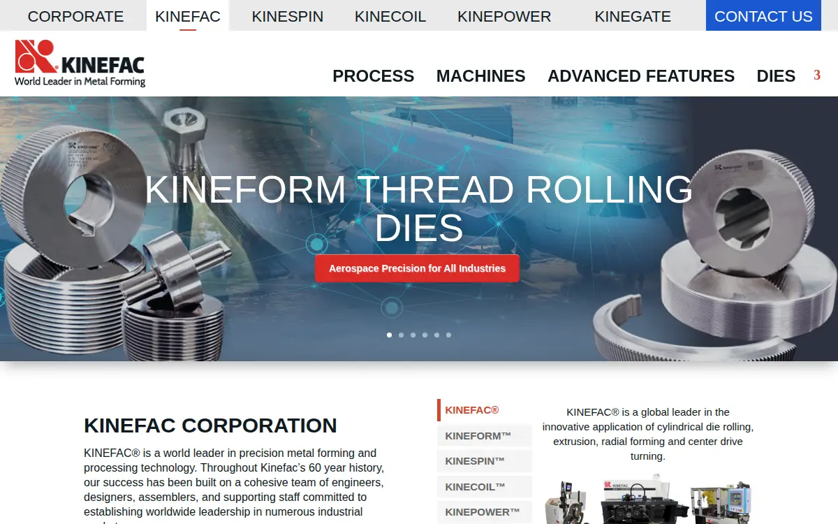 Homepage of Kinefac Corporation