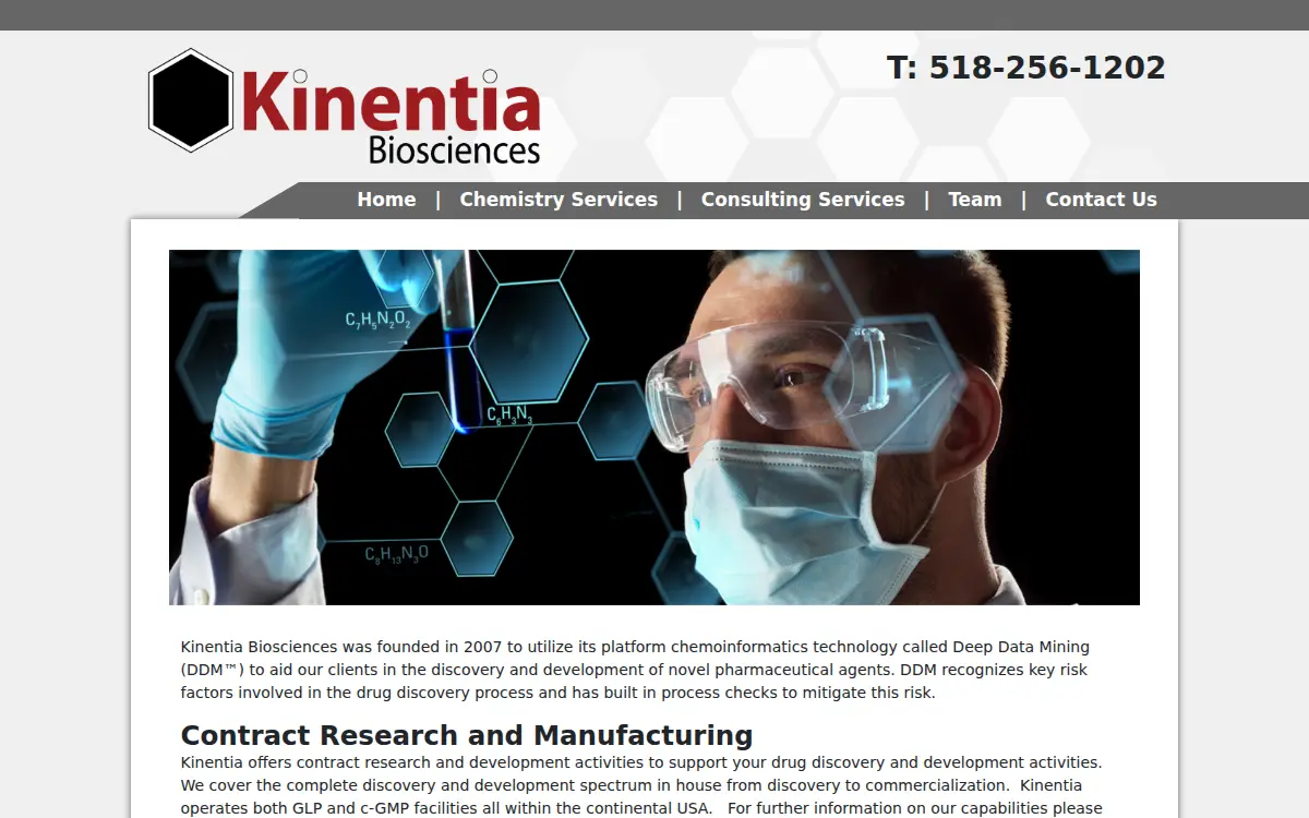 Homepage of Kinentia Biosciences LLC