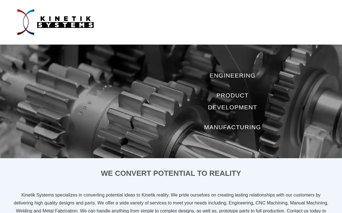 Homepage of Kinetik Systems LLC