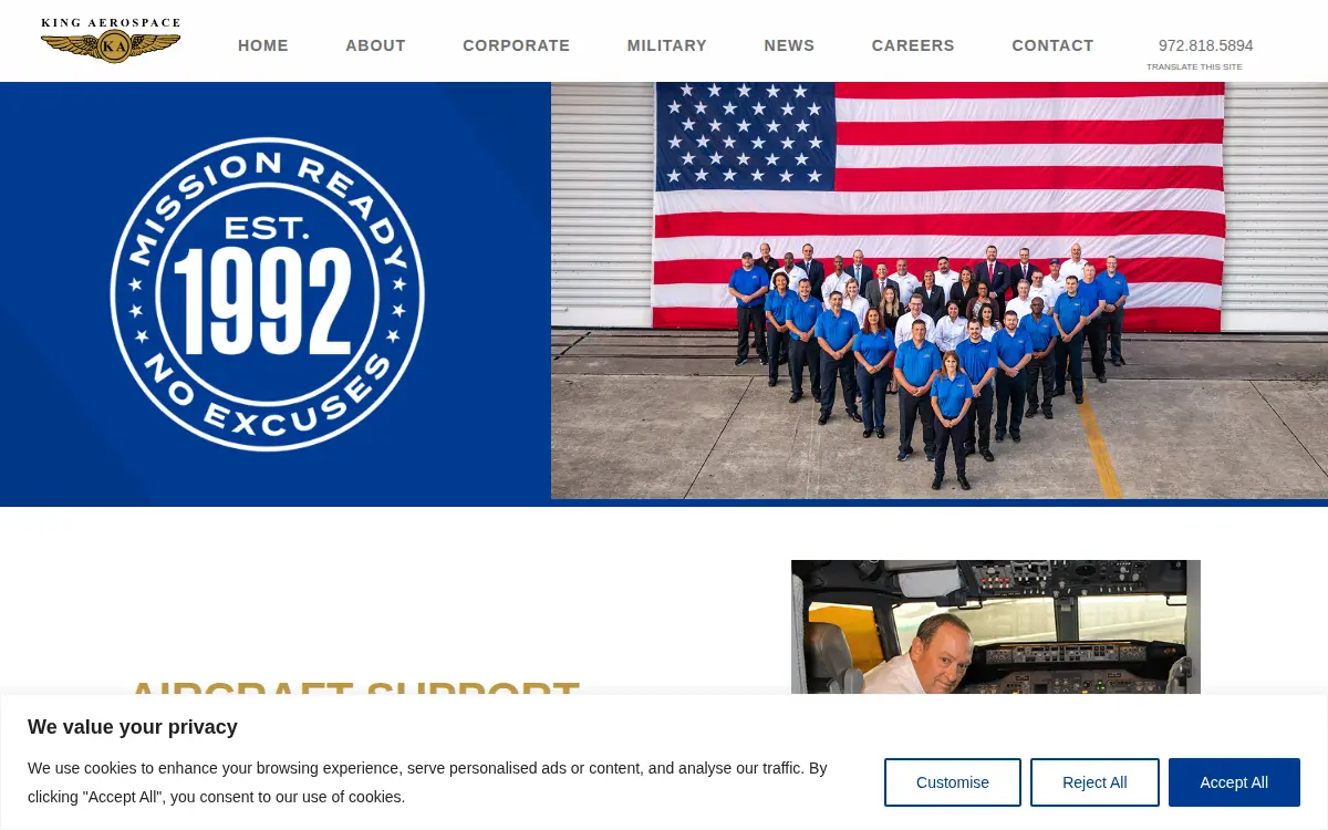 Homepage of King Aerospace, INC.