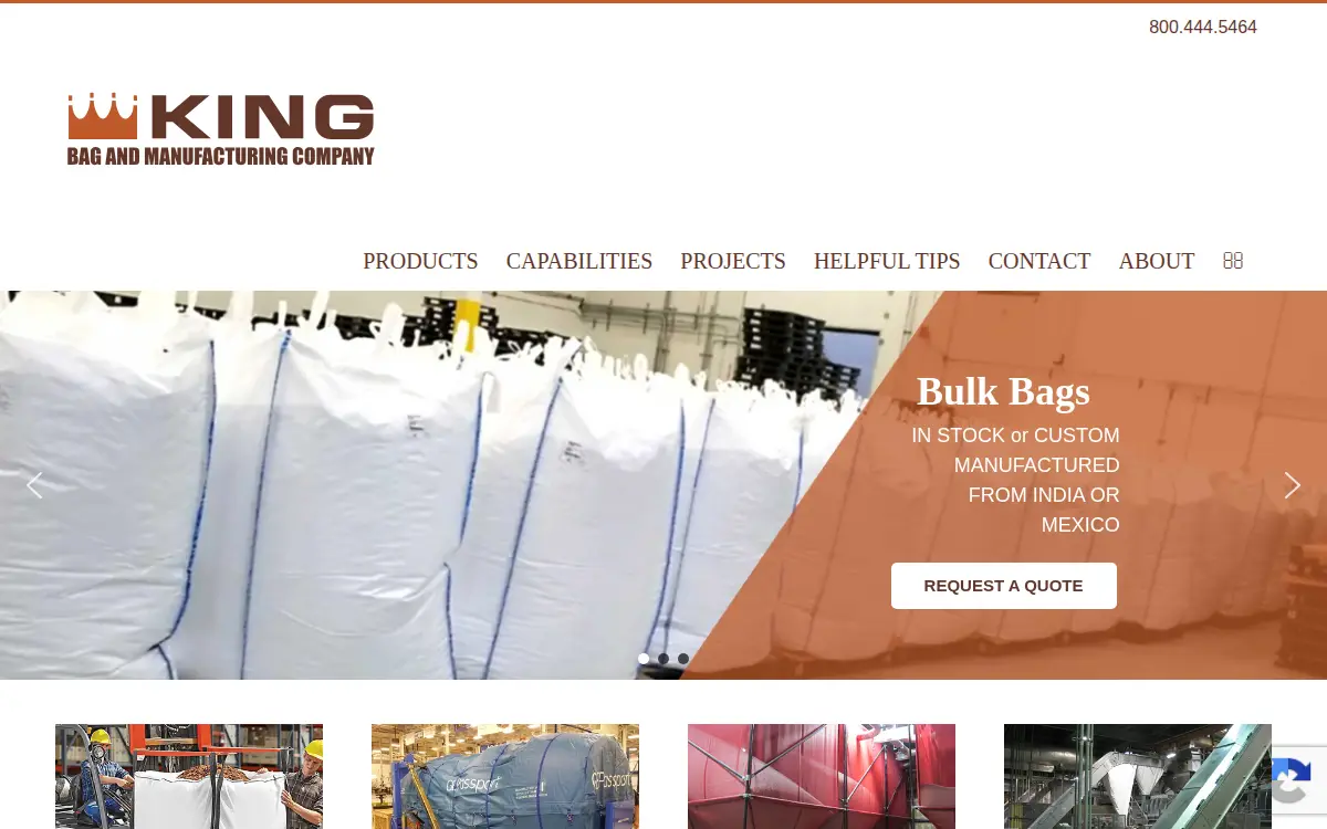 Homepage of King Bag & Manufacturing CO