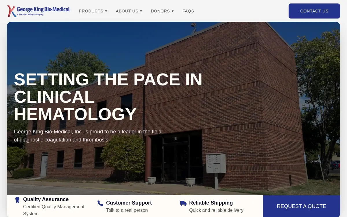 Homepage of George King Bio Medical INC