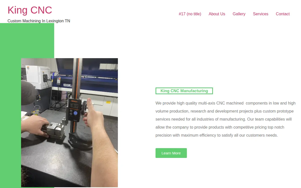 Homepage of King Cnc LLC