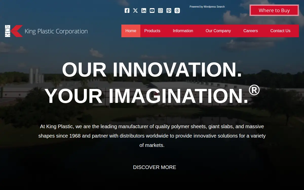 Homepage of King Plastic Corporation