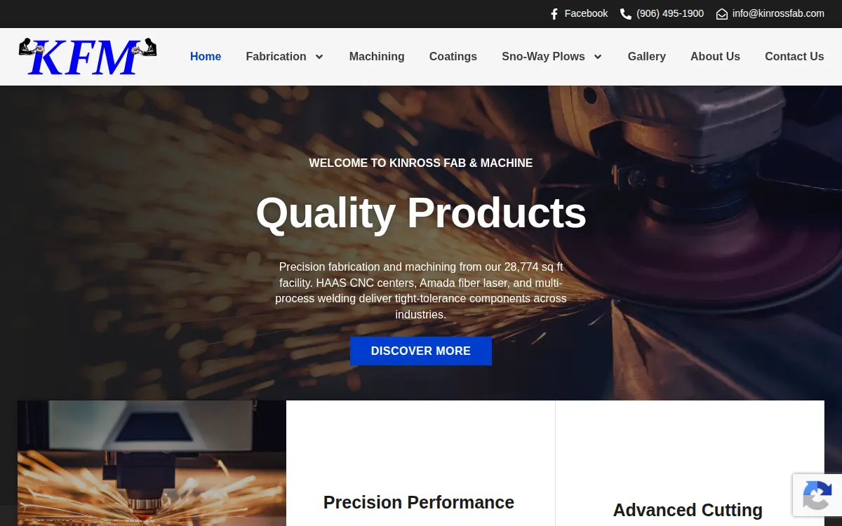 Homepage of Kinross Fab & Machine INC