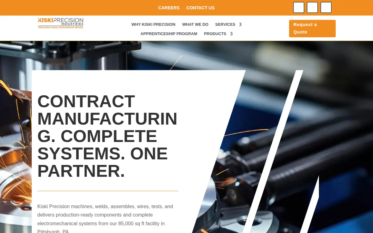 Homepage of Kiski Precision Industries, LLC