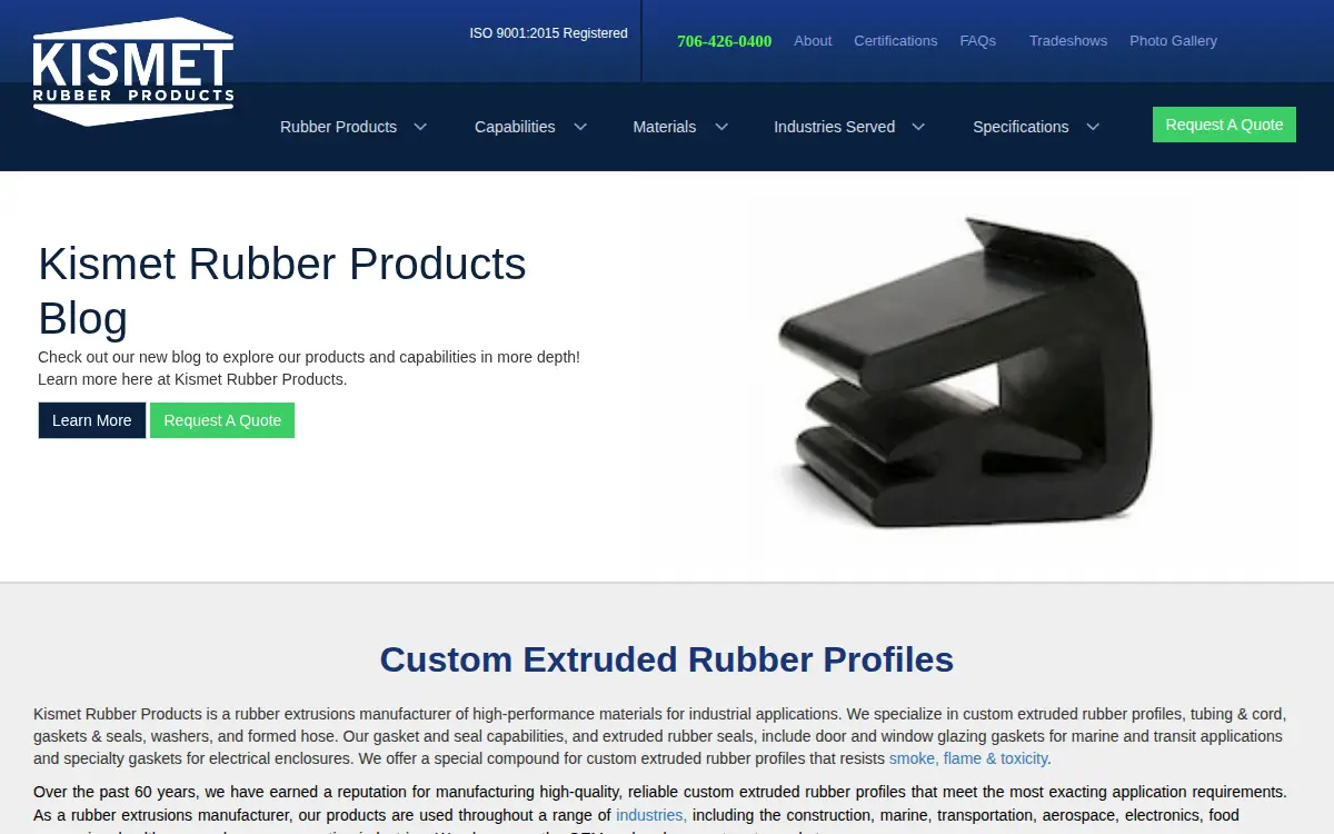 Homepage of Kismet Rubber Products Corporation