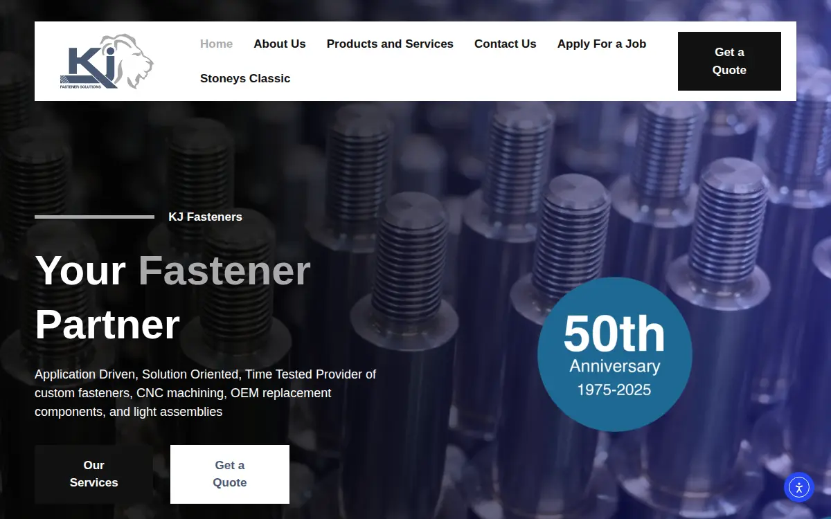 Homepage of K-j Fasteners INC