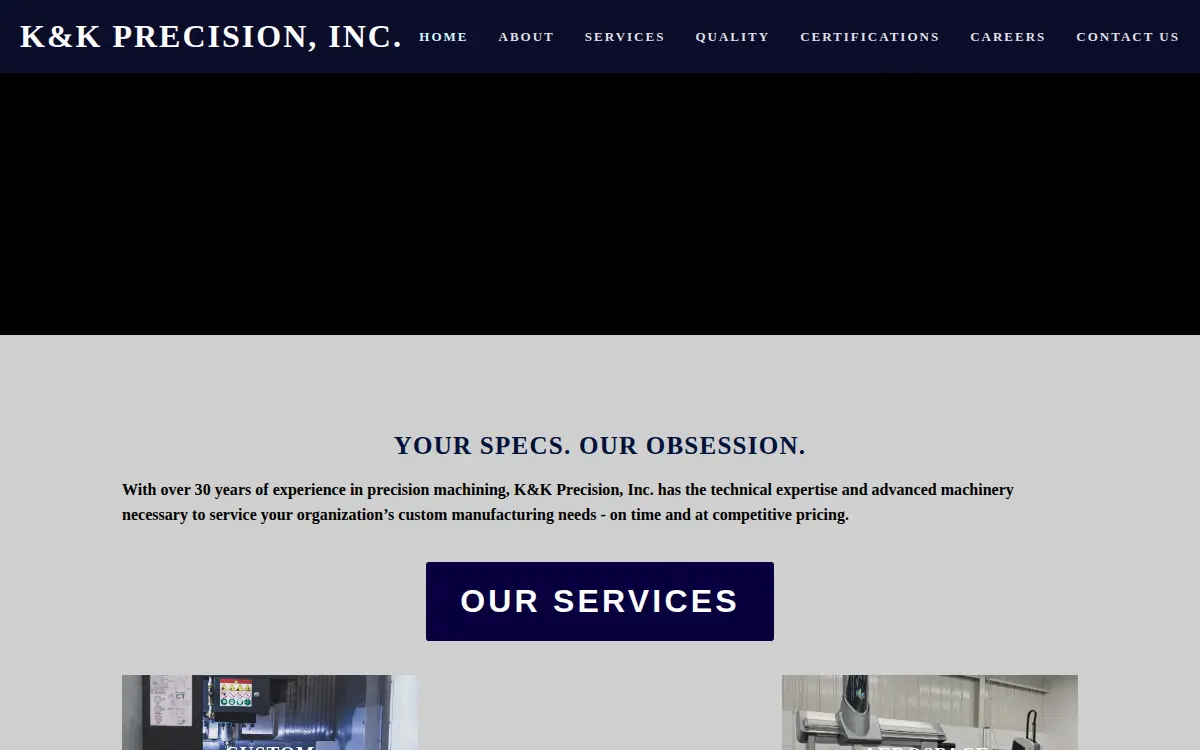 Homepage of K & K Precision, INC.