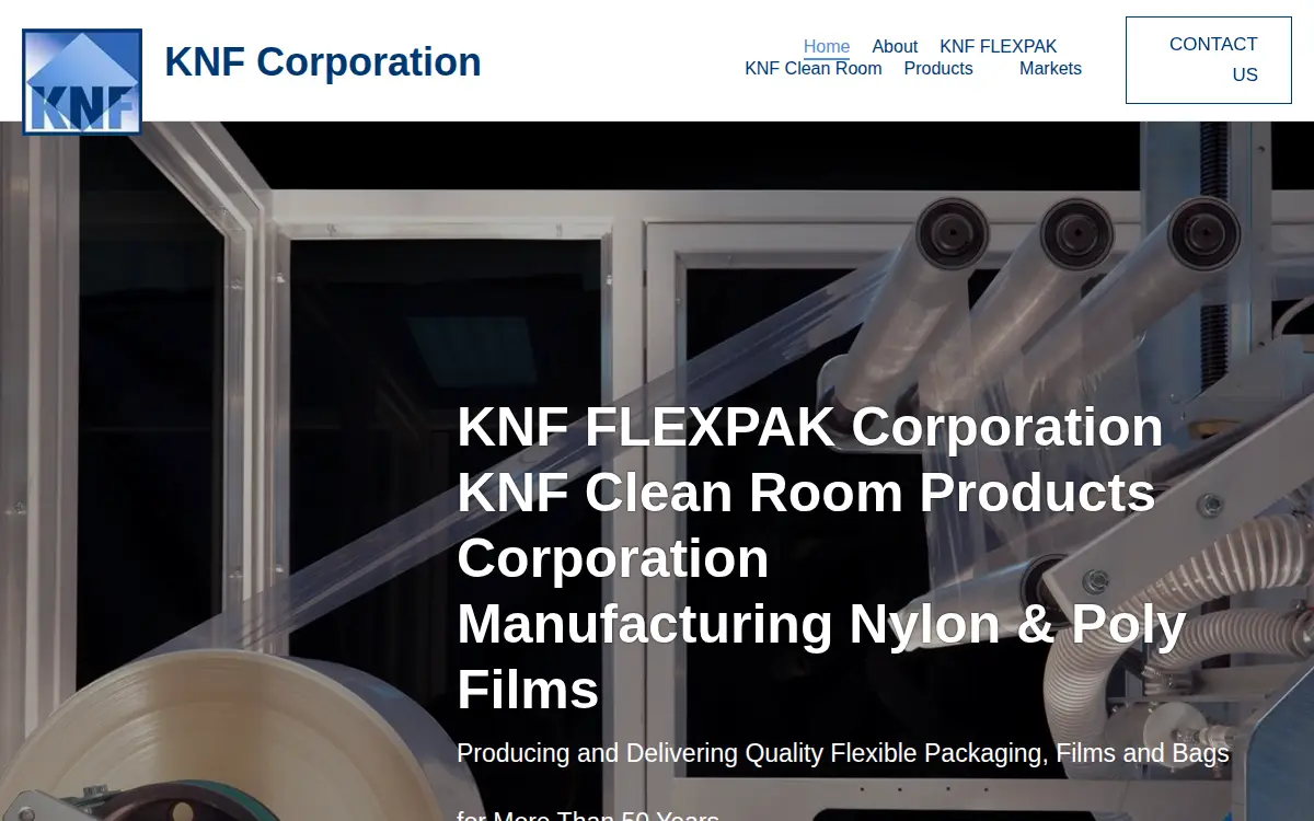 Homepage of Knf Clean Room Products Corporation