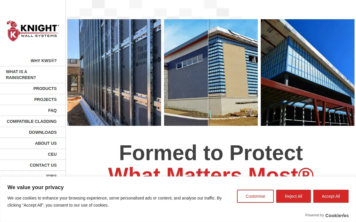 Homepage of Knight Wall Systems, INC.