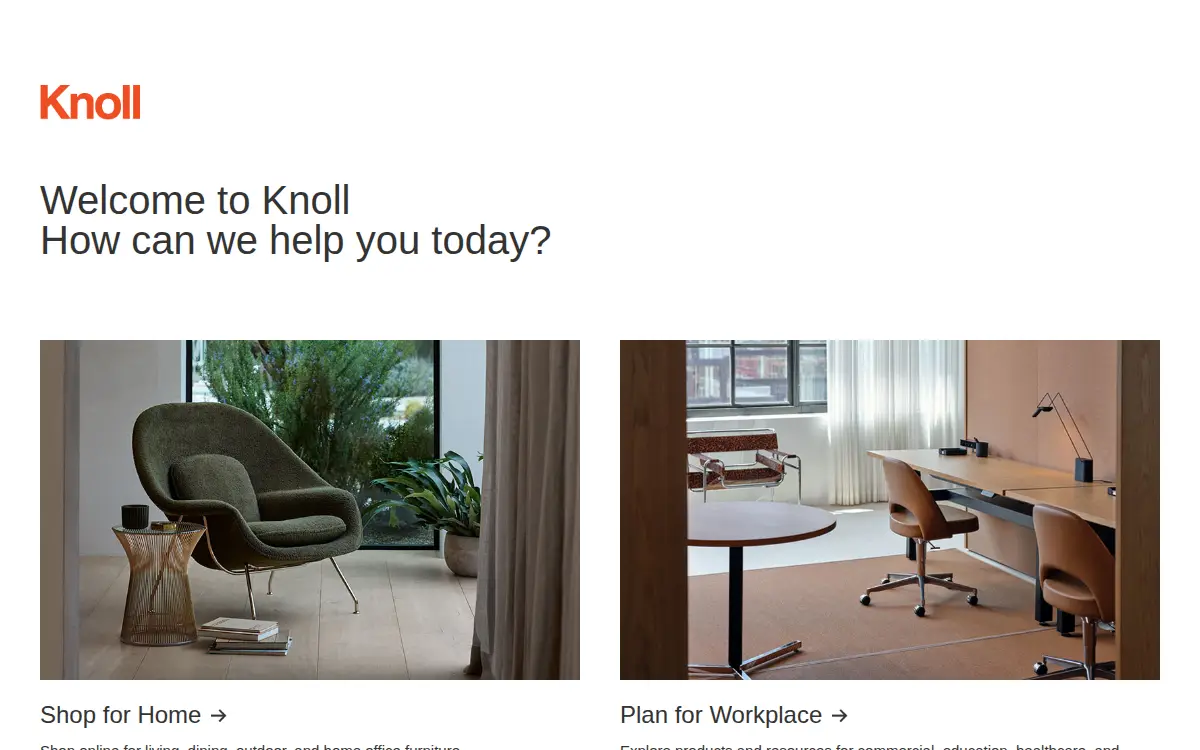 Homepage of Knoll, INC.